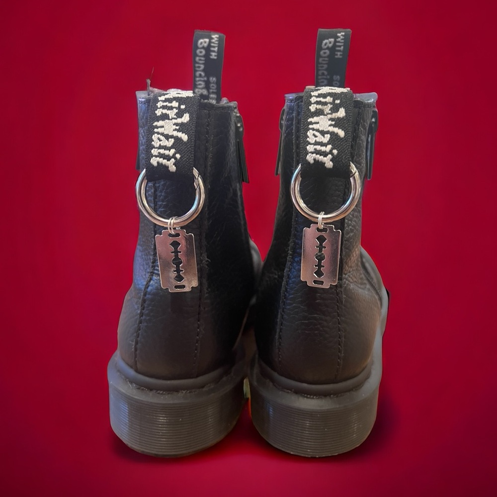 New- Set of 2 Razor blade boot charms for any boot or shoe with pull tab